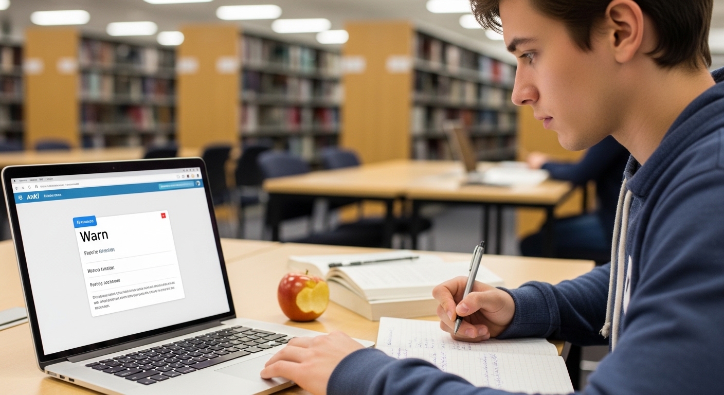 Estudiante usando Anki para estudiar Esperanto